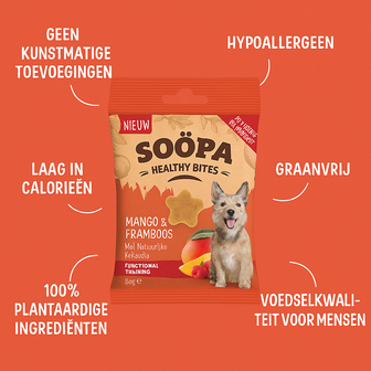 Soopa - Dental bites - Mango &amp; Raspberry - 10 stuks