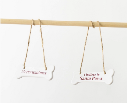 Accessoire - I Believe in Santa Paws&rdquo; keramisch hangbord 