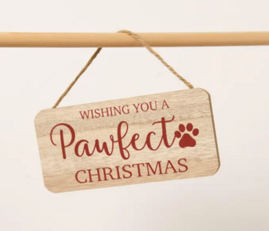 🎁 Houten Bordje&ndash; &ldquo;Wishing You a Pawfect Christmas&rdquo;
