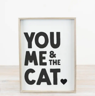 Rustiek Houten Wandbord &ndash; &ldquo;Jij, Ik en de Kat&rdquo; (30 &times; 40 &times; 2 cm)