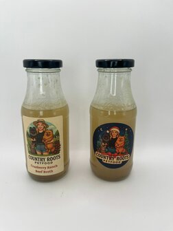 Country Roots Petfoods - Bone Broth Cranberry Ranch Beef uit NL/ Bottenbuillon - 215ml
