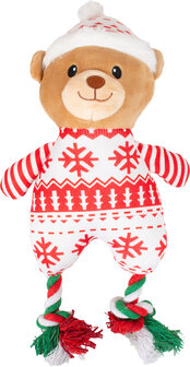 Pluche kerstknuffel voor honden &ndash; teddybeer en rendier 2 stuks