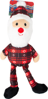 Pluche kerstknuffel met lange benen &ndash; kerstman en sneeuwpop  2 stuks
