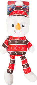 Pluche kerstknuffel met lange benen &ndash; kerstman en sneeuwpop  2 stuks