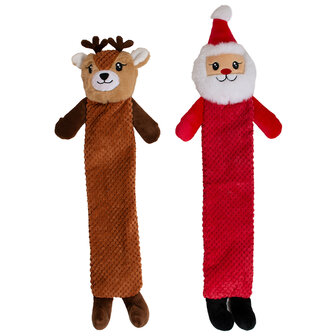 Kerstknuffel zonder vulling voor honden &ndash; rendier en kerstman  2 stuks