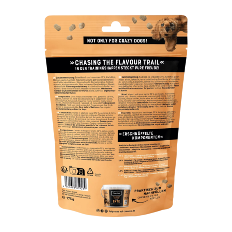 Chewies Trainingshappen Eend 175 g – Gezonde beloningssnack voor honden