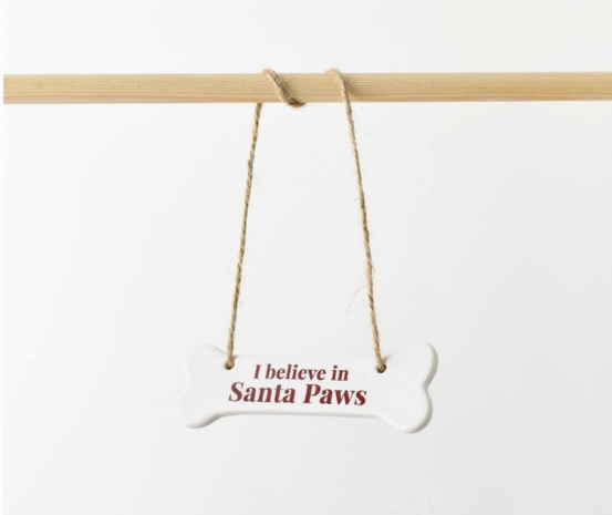 Accessoire - I Believe in Santa Paws” keramisch hangbord 