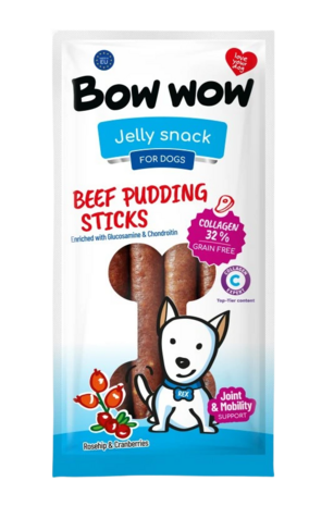 Bow Wow - pudding  met Rund, Collageen, Rozenbottel & Cranberry