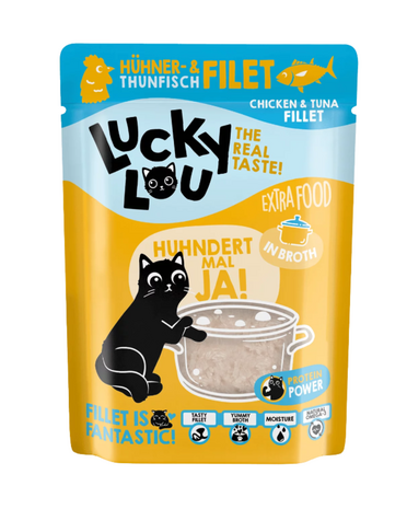 Lucky Lou EXTRA FOOD Kip & Tonijnfilet in Bouillon 70g