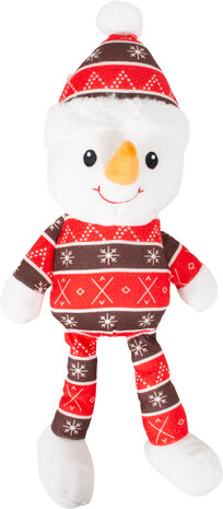 Pluche kerstknuffel met lange benen &ndash; kerstman en sneeuwpop  2 stuks