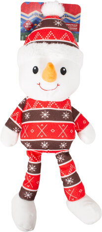 Pluche kerstknuffel met lange benen &ndash; kerstman en sneeuwpop  2 stuks