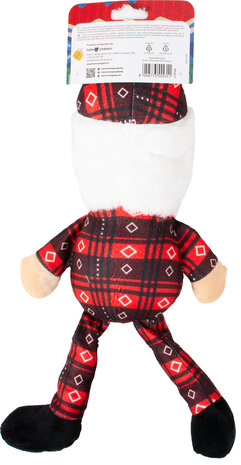 Pluche kerstknuffel met lange benen &ndash; kerstman en sneeuwpop  2 stuks