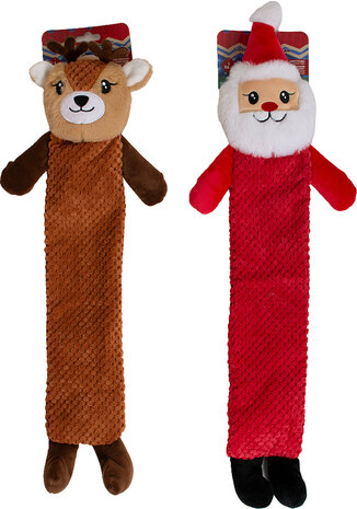 Kerstknuffel zonder vulling voor honden &ndash; rendier en kerstman  2 stuks