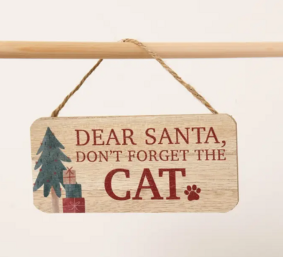 🎅 Houten Hanger – “Beste Kerstman, vergeet de kat niet”