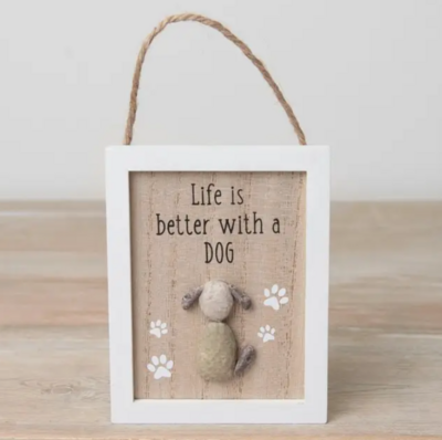 🐾 Houten Hangbord – “Life is Better with a Dog”