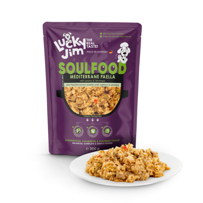 Lucky Jim  - Soulfood - Paella  Kip, zalm en garnaal 300g