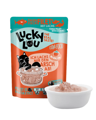 Lucky Lou EXTRA FOOD Tonijn & Zalm in Bouillon 70g
