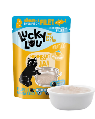 Lucky Lou EXTRA FOOD Kip & Tonijnfilet in Bouillon 70g